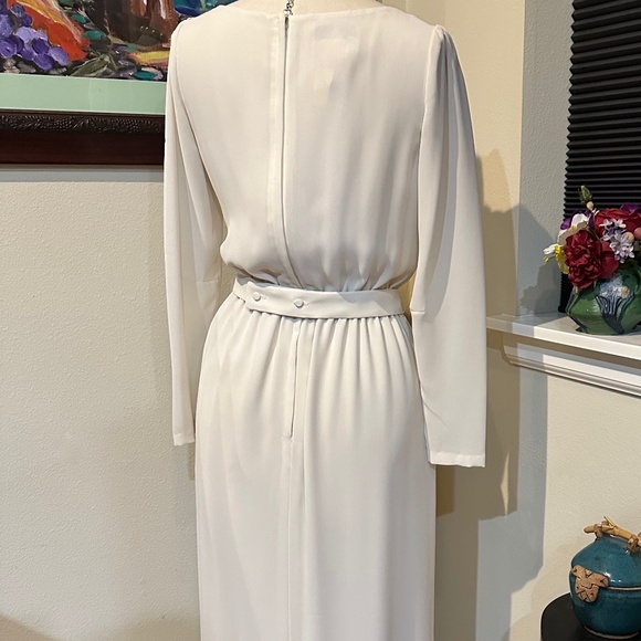 Cream Crepe Wedding or Evening Dress / Elegant Simplicity/ Floor Length - Sz 6 - Picture 6 of 12